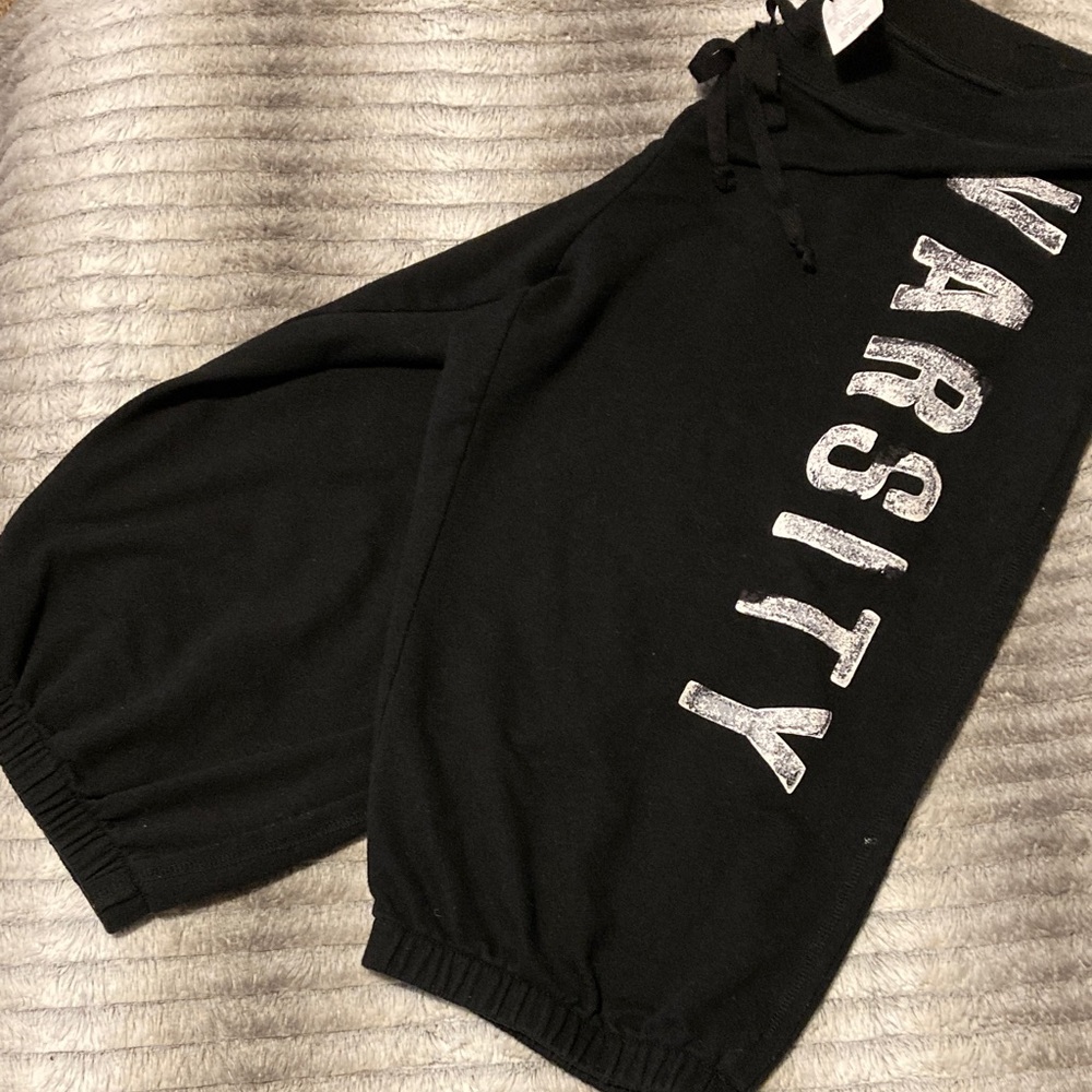 Varsity Black Kids Joggers with White Lettering